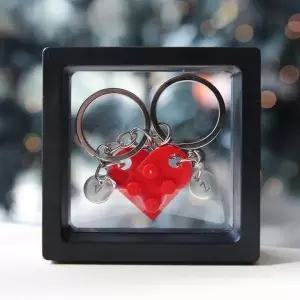 이니셜 하트 블록 커플 케이스 포함 우정 친구 기념일 선물 굿즈