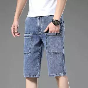 남성 데님반바지 청반바지 7 부팬츠 슬림핏 면 멀티 카고 스포M5