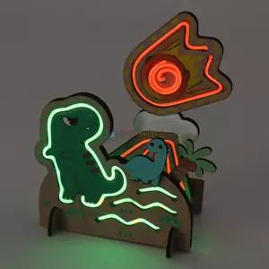 투라인 네온사인 액자(백악기 공룡과 운석)(1인)