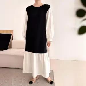 왕퍼프 다솜결 롱 원피스 퍼프소매 페미닌룩