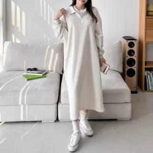 카라 반집업 다솜결 롱 원피스 하프집업 캐주얼룩