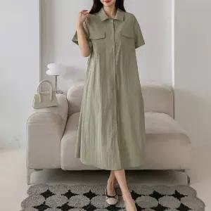 코스 다솜결 셔츠 반팔 롱 원피스 셔츠원피스 오피스룩