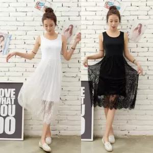 예쁜 레이스 레이어드 민소매 여름 여성 원피스