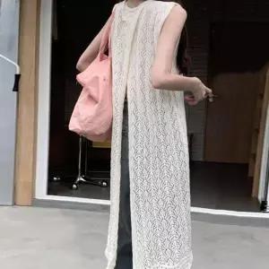 시스루 베스트 원피스 조끼 여성 유니크 뒷트임 롱 기장 시원하고 쾌적한