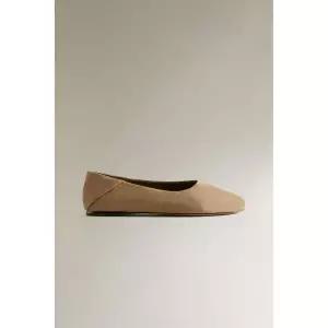 [ZARA] 자라 스웨이드 가죽 플랫슈즈 - 브라운 3367488