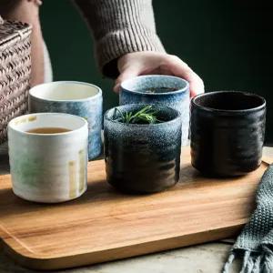 도자기 티타임 녹차컵 일본 티 스트레이트 컵 복고풍 세라믹