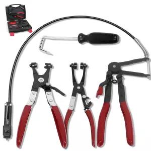 4PCS 장거리 도달 호스 클램프 플라이어 공구 세트 - 자동차 냉각수 히터 수도 호스용 유연한 와이어