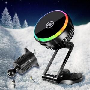MONSTER LIGHT 맥프리즈 차량용 핸드폰 고속 무선충전 거치대 맥세이프 반도체 냉각 쿨링 거치대+송풍구