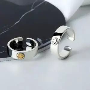 [콩심팥심]스마일 실버반지 심플우정 커플링 실버오픈반지 smile