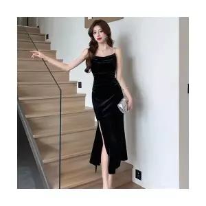 여자 원피스 치마 추동 빈티지 러블리 민소매 나시 벨벳 프렌치 트임 붐 다올4