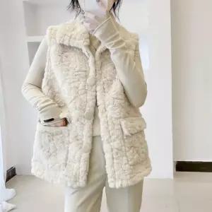 롱 동계 아우터 램스울 퍼 조끼 여성패션 일체형 빅사이즈 DL4