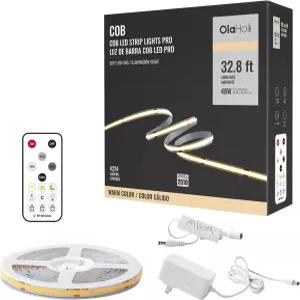 Olaholii 16.4피트 COB LED 스트립 라이트 리모컨 포함 2700K Ra93+ 디밍 가능한 밝고 따뜻한 흰색 거울