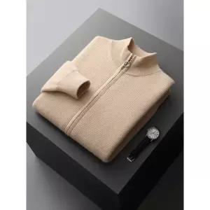 남성패션 집업 니트 솔리드 올오버 가디건 하이넥 나사 도톰 캐시미어 추동 루즈핏 코트 DL4