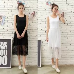 데일리 여성 민소매 원피스 레이어드 여성 레이스 원피스 드레스 여름