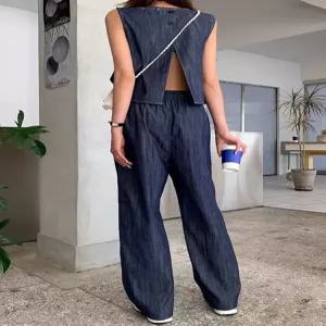 여성 빈티지 데님 셋업 반팔 청셔츠 치마 세트 데일리 투피스