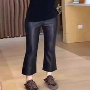 가죽 바지 여성 가을겨울 키작녀 체형보정 오피스룩 편안함 기모 안감 밴딩 허리 하이웨이스트