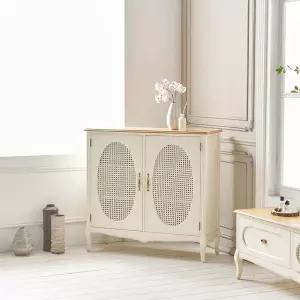 [무료배송] 클래식 엔틱가구 카렌 피타 원목 라탄 양문 장식장 [CP]