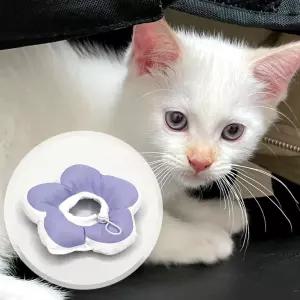 꽃피는 강아지 고양이 쿠션 넥카라 퍼플 S 목 깔대기 카라 애견 수술용품 수술용 커버 깔때기
