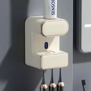 자동센서 치약 디스펜서 겸 UVC 칫솔살균기 아이보리