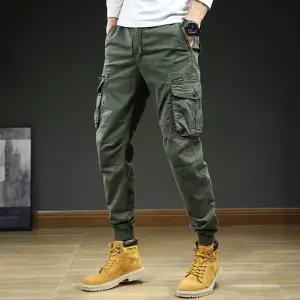 남성바지 봄가을 카고팬츠 하이 스트리트 허리밴딩 스판 조거 슬랙스 심쿵해외구매