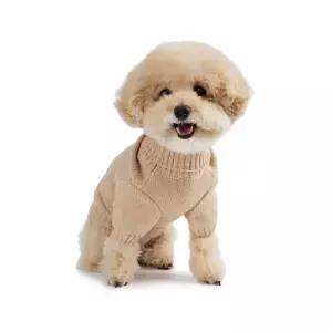 꼬뜨 애견 겨울옷 니트 목폴라 하이넥 스웨터 토프 베이지 MNA