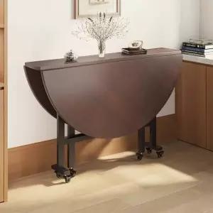 이동식 테이블 접이식 원형 바퀴 식탁 1m 스테인리스 원탁 가정용 식당 휠