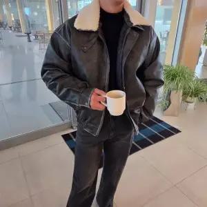 [맨즈해시태그] 남자 가죽 크롭 a2 무스탕