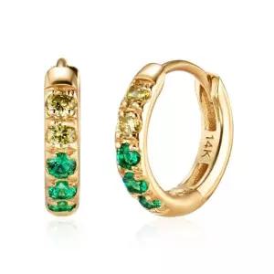 [비앤비골드] 14K 그라벨 듀오 에메랄드 원터치 링 귀걸이 한쌍 SNE41477