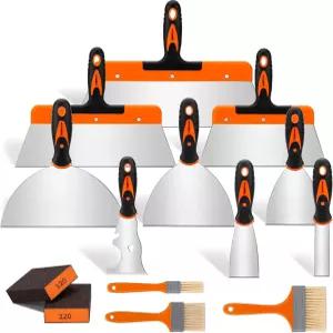 씽크워크 퍼티 나이프 세트 - 14개 스테인리스 스틸 페인트 스크래퍼 도구 벽지 제거 드라이월 수리 도포