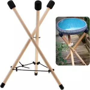 핸드팬 드럼 스탠드 견고한 비치 우드 텅 브래킷 조절 가능한 삼각대 구조 홀더 접이식 랙 스네어