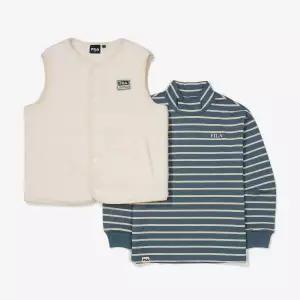 [보리보리/휠라 키즈]ESSENTIAL 긴팔티 조끼 세트 (FK2RLF4201X_GTL)