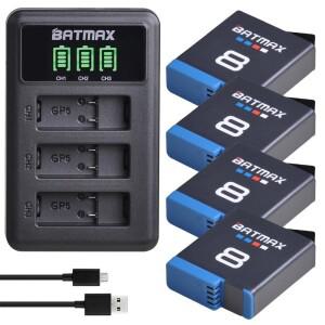 GoPro Hero 8 7 블랙 배터리 5 6 Akkus + 용 LED USB 충전기