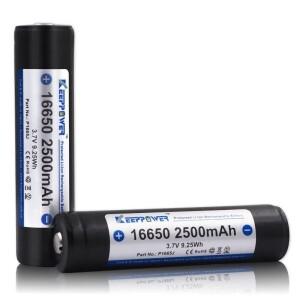1-2개 KeepPower 16650 3.7V 2500mAh 손전등용 보호 충전식 리튬 이온 배터리