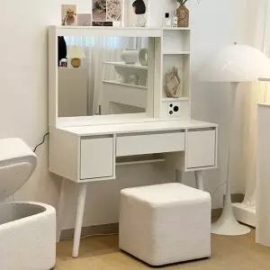 파로마 홈즈 노아 수납 화이트 화장대 LED거울 HPN237