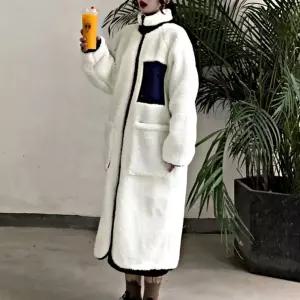 여성숏패딩 양털 롱자켓 후리스 뽀글이 점퍼 롱코트 캐주얼룩