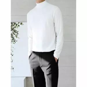 [하프클럽/세컨에디션]모크넥 슬림 머슬핏 반폴라 티셔츠