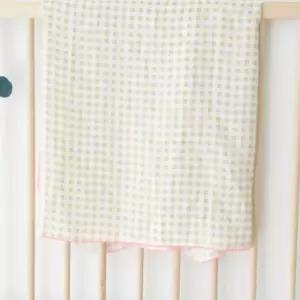 제이앤제나 신생아 이불 인견 블랭킷 체크 베이지