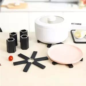 [콩심팥심]튼튼한 접이식 냄비받침 뚝배기 컵받침 식탁매트 블랙