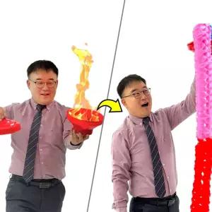 장기자랑 JL매직 뚜겅을 열면 긴 꽃이 나오는 마술 멀티팬연출세트