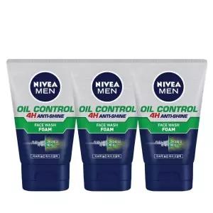 니베아 맨 오일 컨트롤 페이스 워시 클렌징폼 100ml 3개