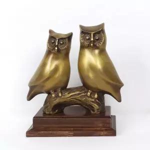 인테리어장식품 수공예 황동 잉꼬부엉이 조각상 장식 인테리어 소품