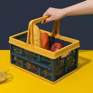 폴딩바구니 마트 정리박스 접히는 활용도높은 사각핸들바스켓