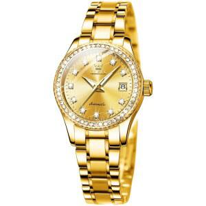 OLEVS 여성 자동 시계 골드 럭셔리 다이아몬드 셀프 와인딩 손목 방수 야광 데이트