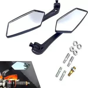 설치 볼트가 장착된 허그윗 PCS 유니버설 모터사이클 리어 뷰 미러 2종 스쿠터 ATV 더트 바이크 및