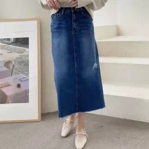 여성 난스판 뒷밴딩 청스커트 데님 치마