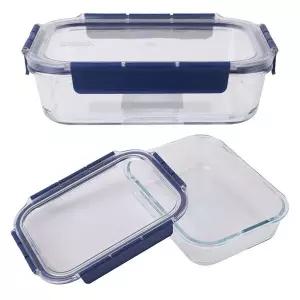 [콩심팥심]유리 밀폐 반찬통 직사각 냉동 밥 보관 용기 1.6L