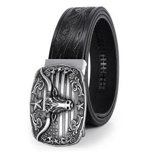 벨트로드 남성용 래칫 청바지 크리스마스 선물용 자동 웨스턴 버클 벨트가 있는 벨트 가죽 카우보이