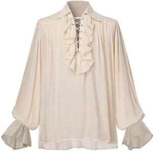 그레이스아트 남성 해적 셔츠 여성 뱀파이어 르네상스 빅토리아 러플 중세 의상 면 린넨