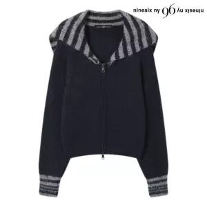 나인식스뉴욕 ninesix ny 단가라 배색 세일러 카라 니트 가디건 NP4CK041L0 489693