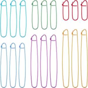 Qianyu 18개 뜨개질 스티치 홀더 알루미늄 컬러풀 실 코바늘 실용적인 도구 개념 또는 재봉 용품 DIY 담요